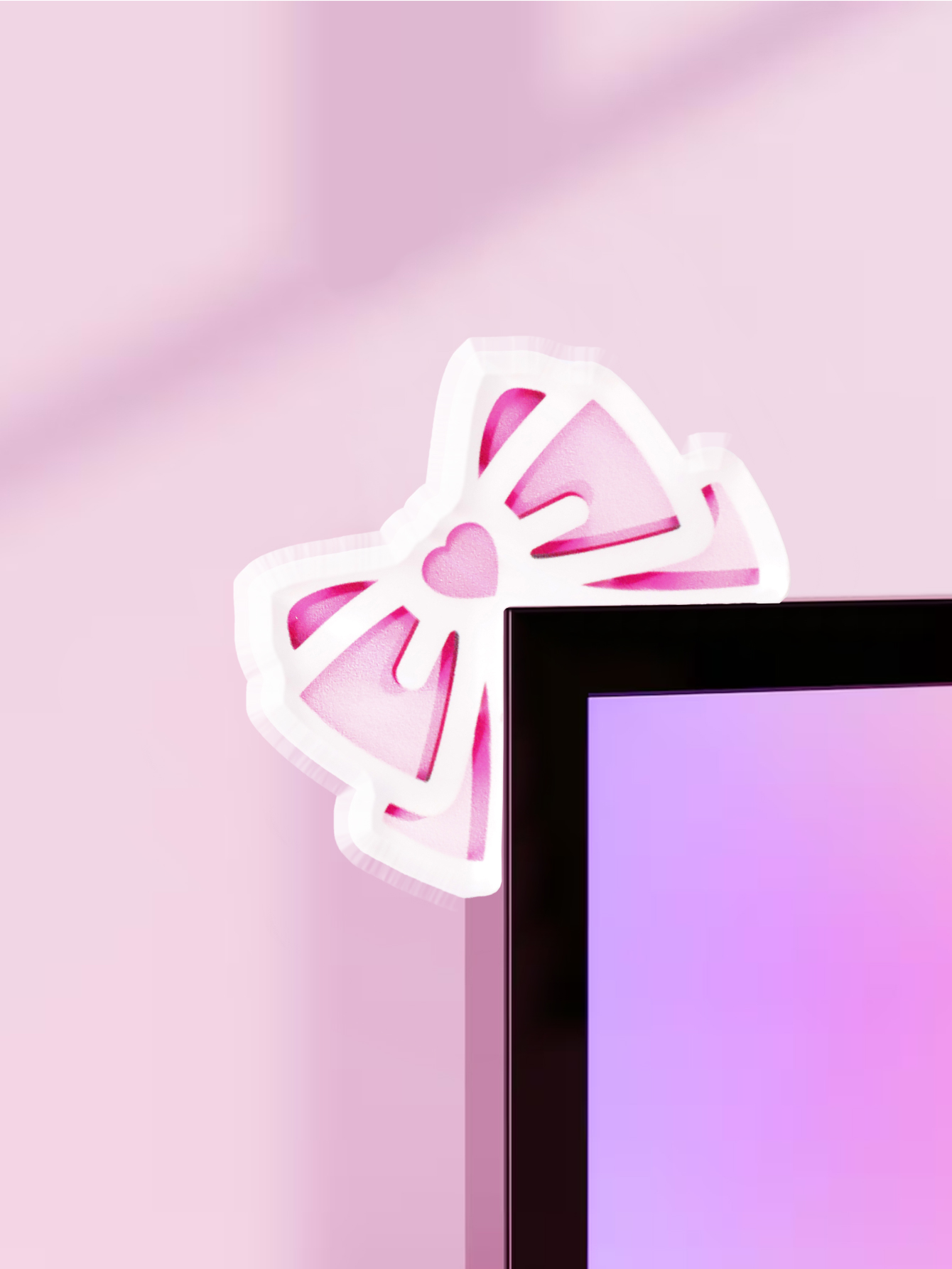 Pc Gaming Kawaii - 귀여운 리본 모니터 장식 핑크 아크릴