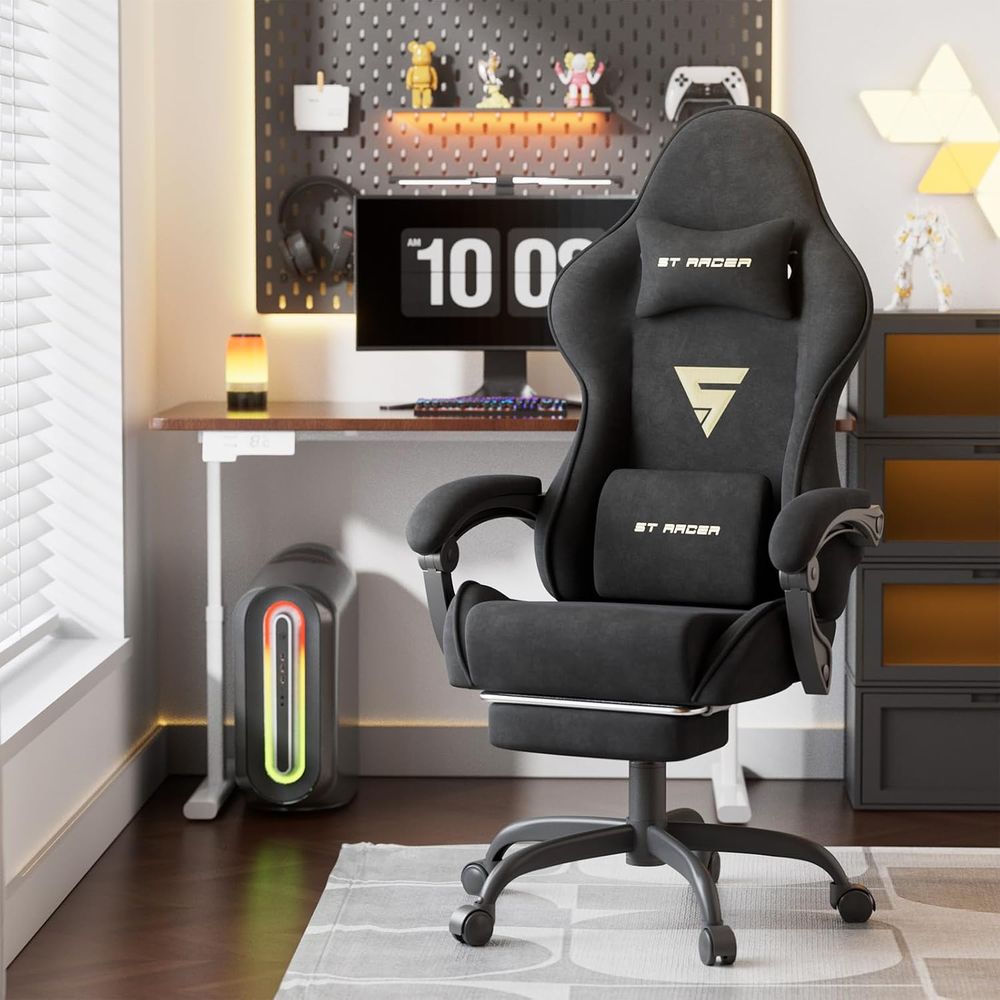발 받침대와 마사지 기능이 있는 벨벳 천 소재의 인체공 - Pc Gaming Gaming 리뷰 및 가격