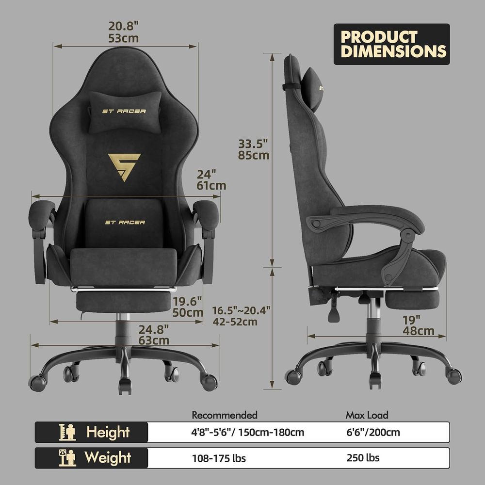 발 받침대와 마사지 기능이 있는 벨벳 천 소재의 인체공 - Pc Gaming Gaming 리뷰 및 가격