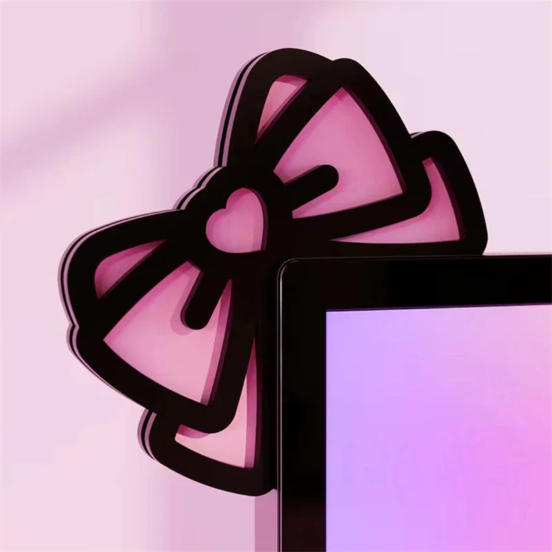 귀여운 핑크 아크릴 리본 모니터 장식 리본 매듭 PC  - Pc Gaming Kawaii 리뷰 및 가격